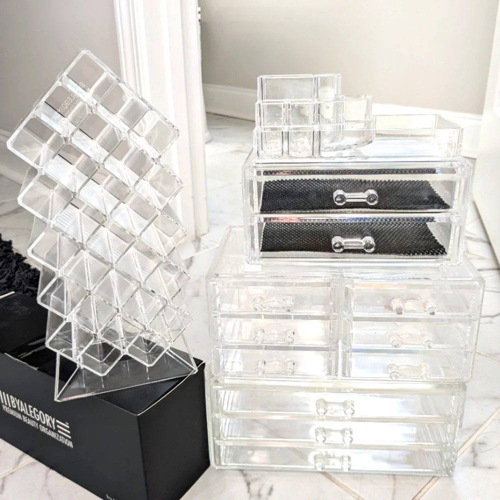Acrylic 5 piece makeup storage set